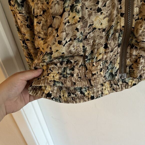 Vintage Bogari 100% Silk Windbreaker Bomber Jacket Size M Retro Floral Zip Y2K - Picture 4 of 6